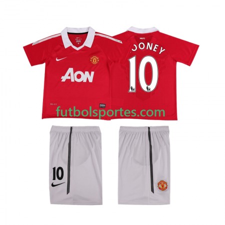 Camiseta Manchester United Rooney 10 2010 2011 Retro Niño Primera Equipación